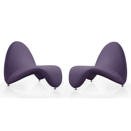 Manhattan Comfort MoMa Purple Wool Blend Accent Chairs In A Set Of 2