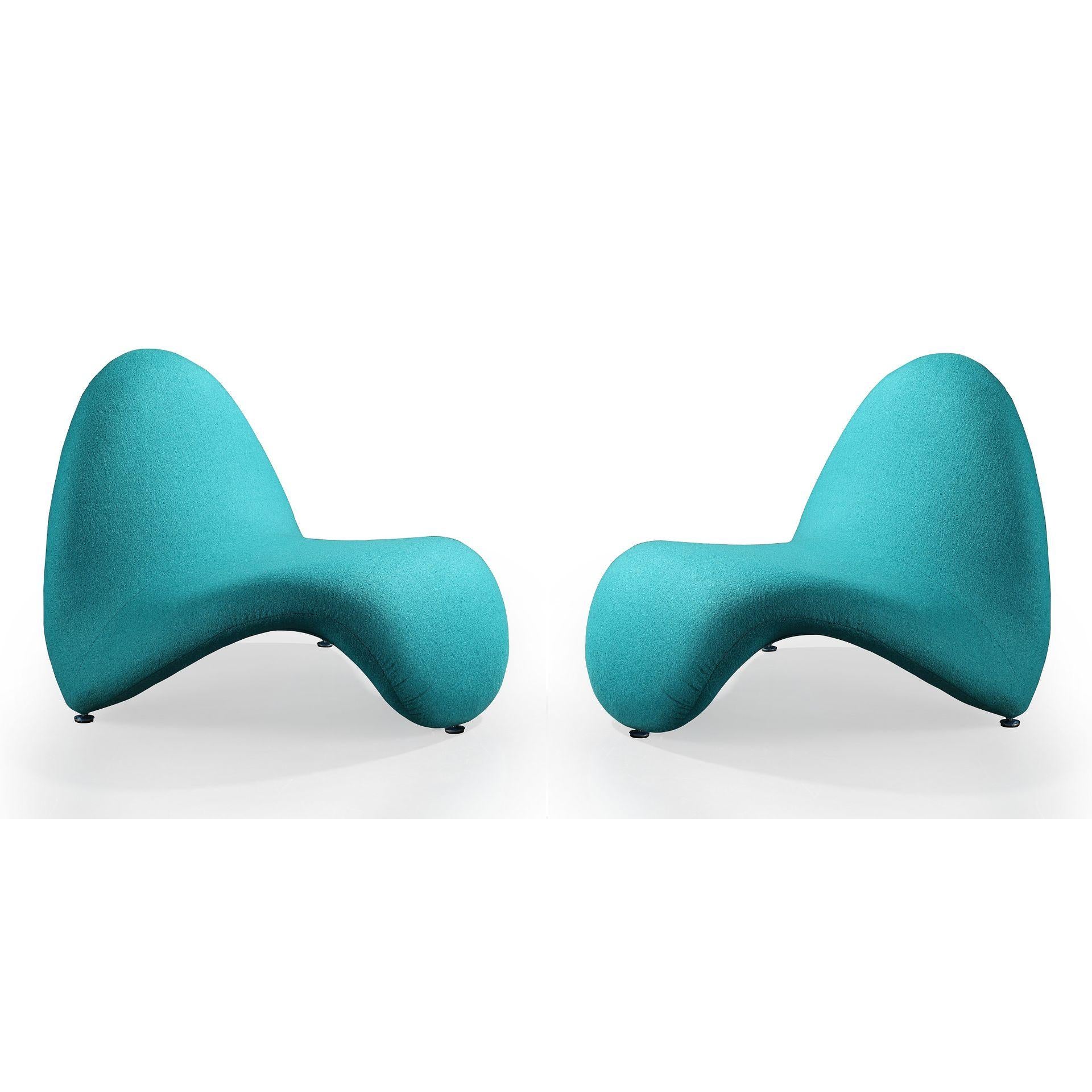 Manhattan Comfort MoMa Teal Wool Blend Accent Chairs In A Set Of 2