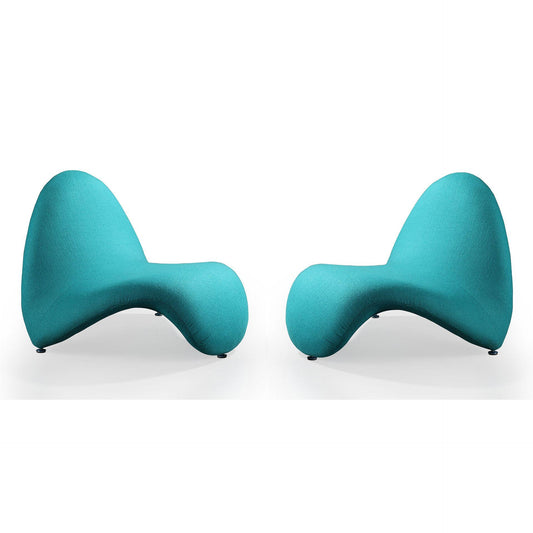 Manhattan Comfort MoMa Teal Wool Blend Accent Chairs In A Set Of 2