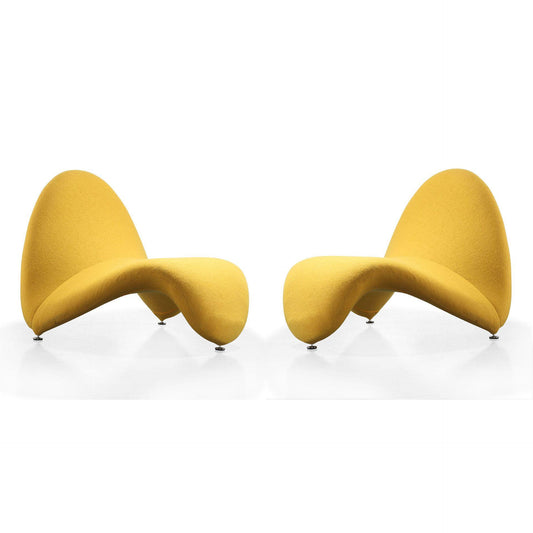Manhattan Comfort MoMa Yellow Wool Blend Accent Chairs In A Set Of 2