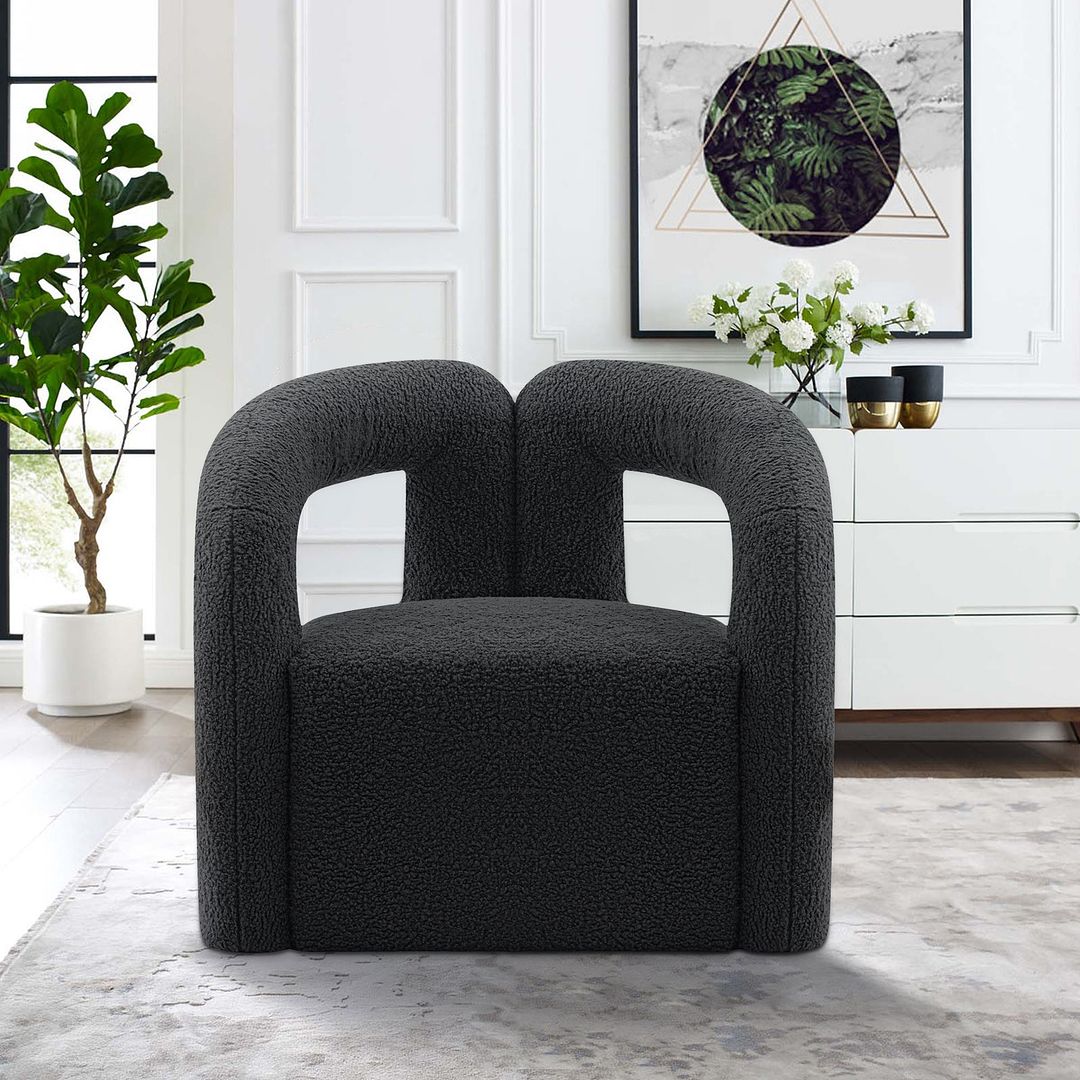 Manhattan Comfort Modern Darian Boucle Accent Chair In Black