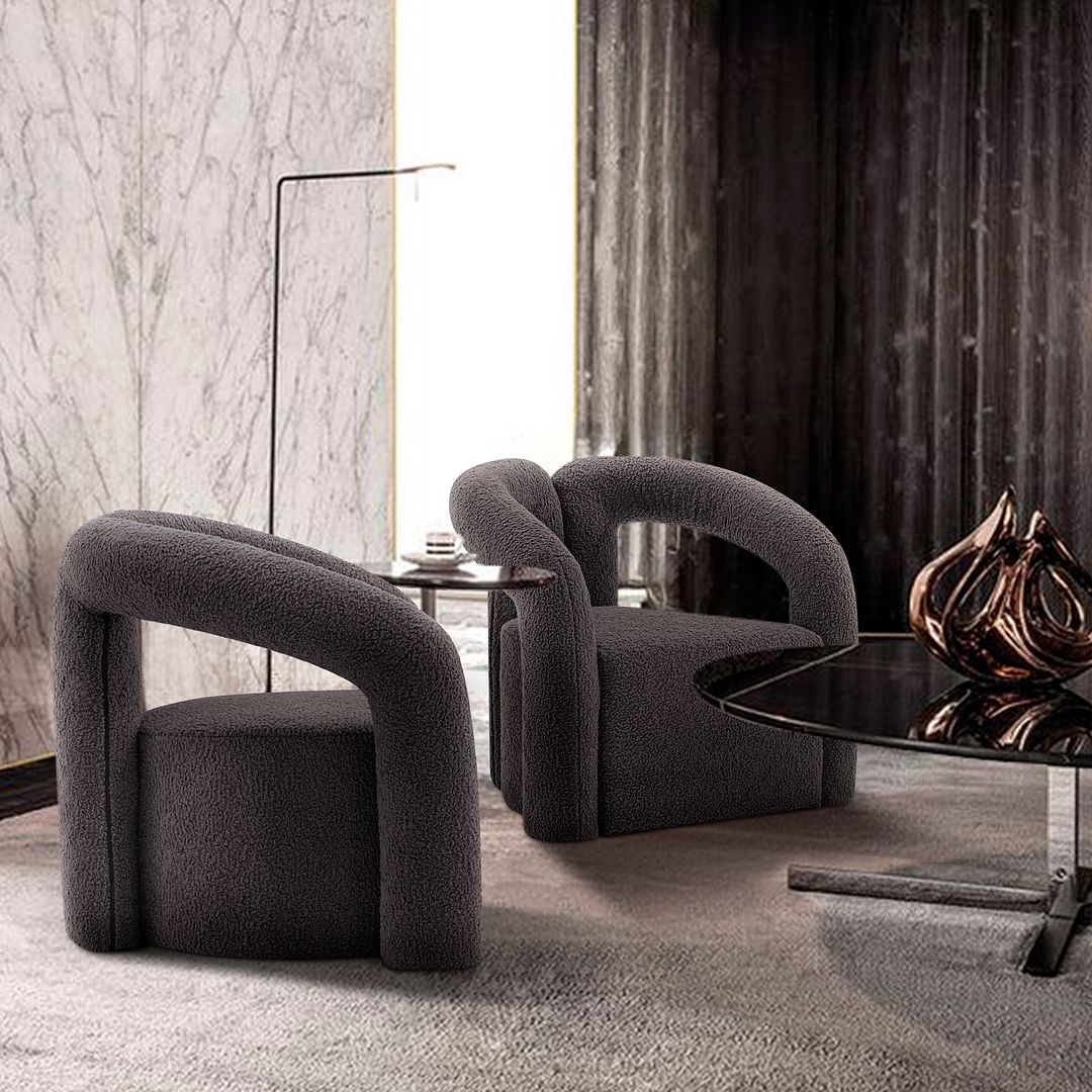 Manhattan Comfort Modern Darian Boucle Accent Chair In Black