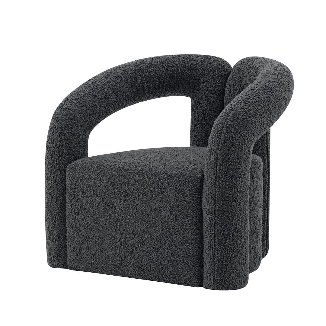 Manhattan Comfort Modern Darian Boucle Accent Chair In Black