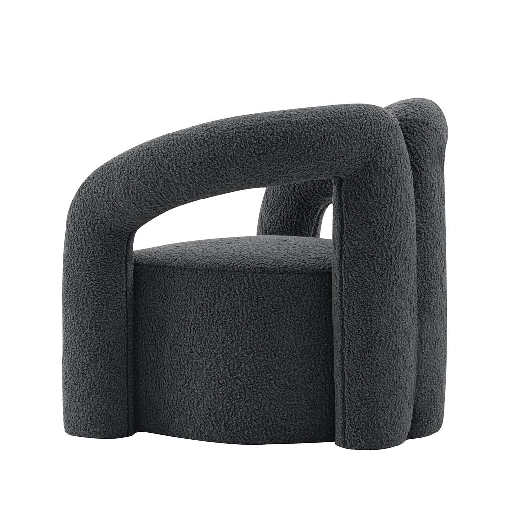 Manhattan Comfort Modern Darian Boucle Accent Chair In Black