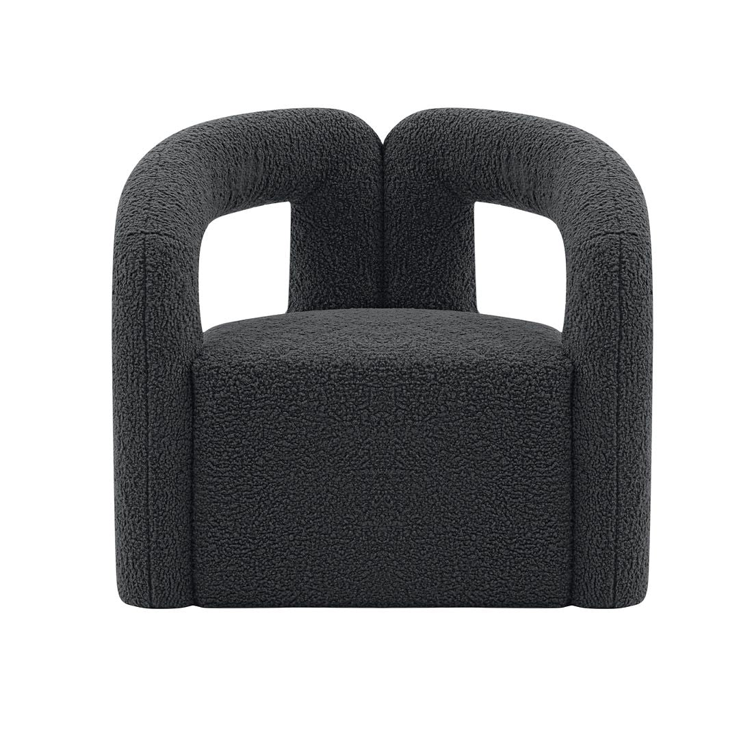 Manhattan Comfort Modern Darian Boucle Accent Chair In Black