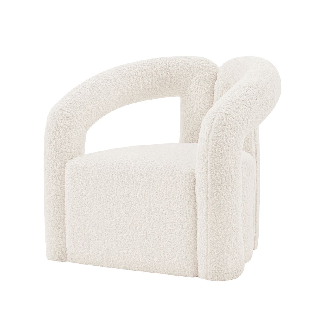 Manhattan Comfort Modern Darian Boucle Accent Chair In Cream