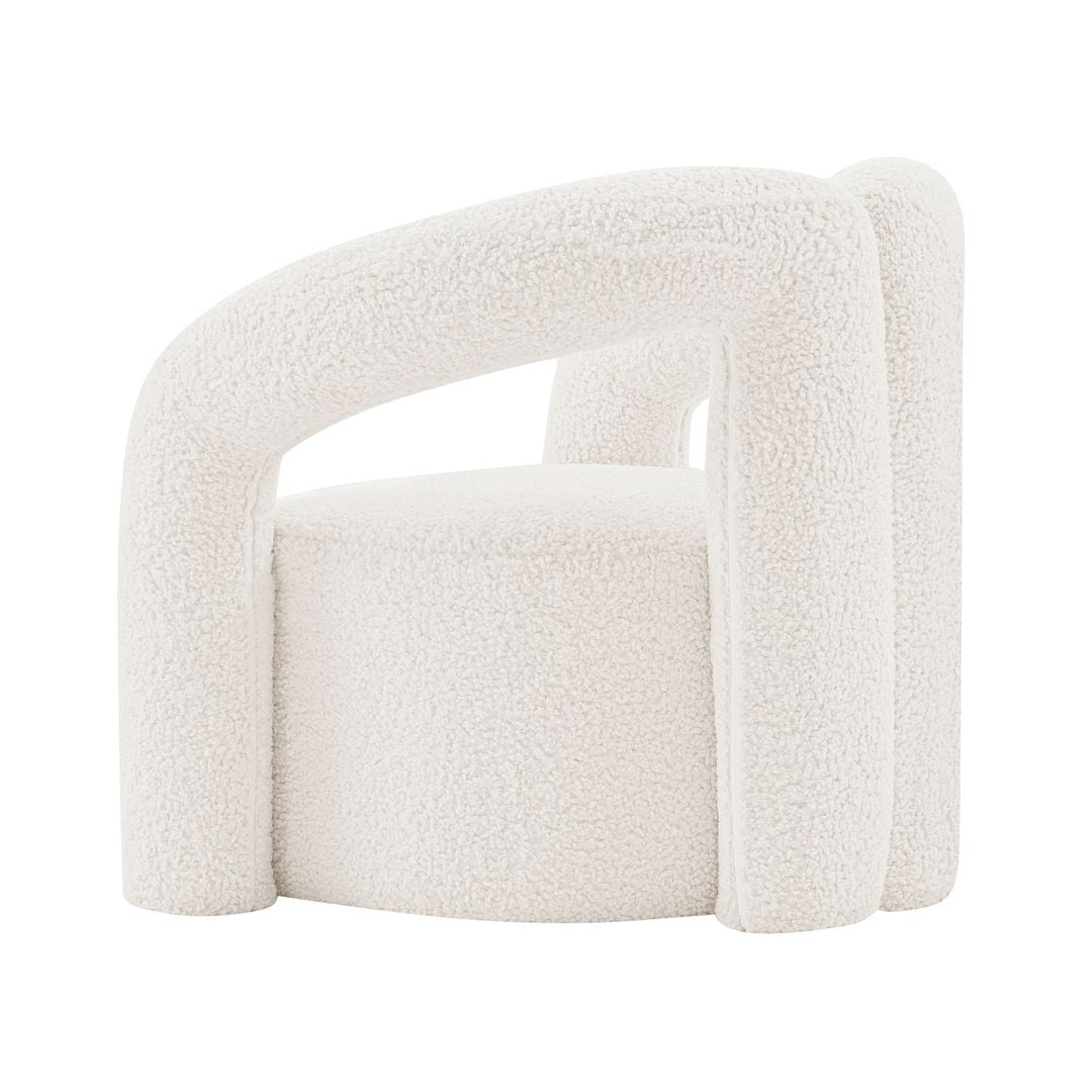 Manhattan Comfort Modern Darian Boucle Accent Chair In Cream