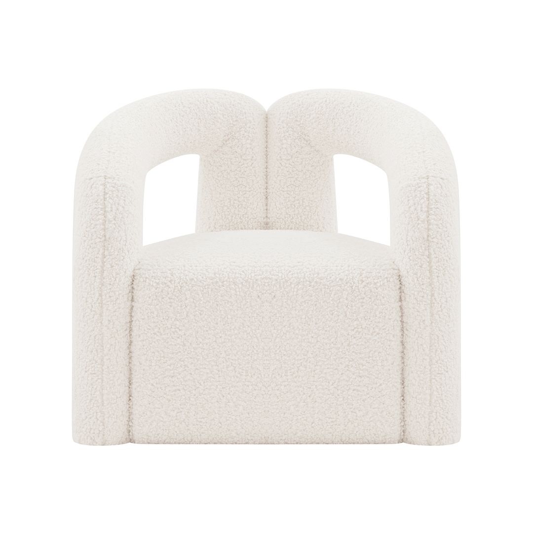 Manhattan Comfort Modern Darian Boucle Accent Chair In Cream