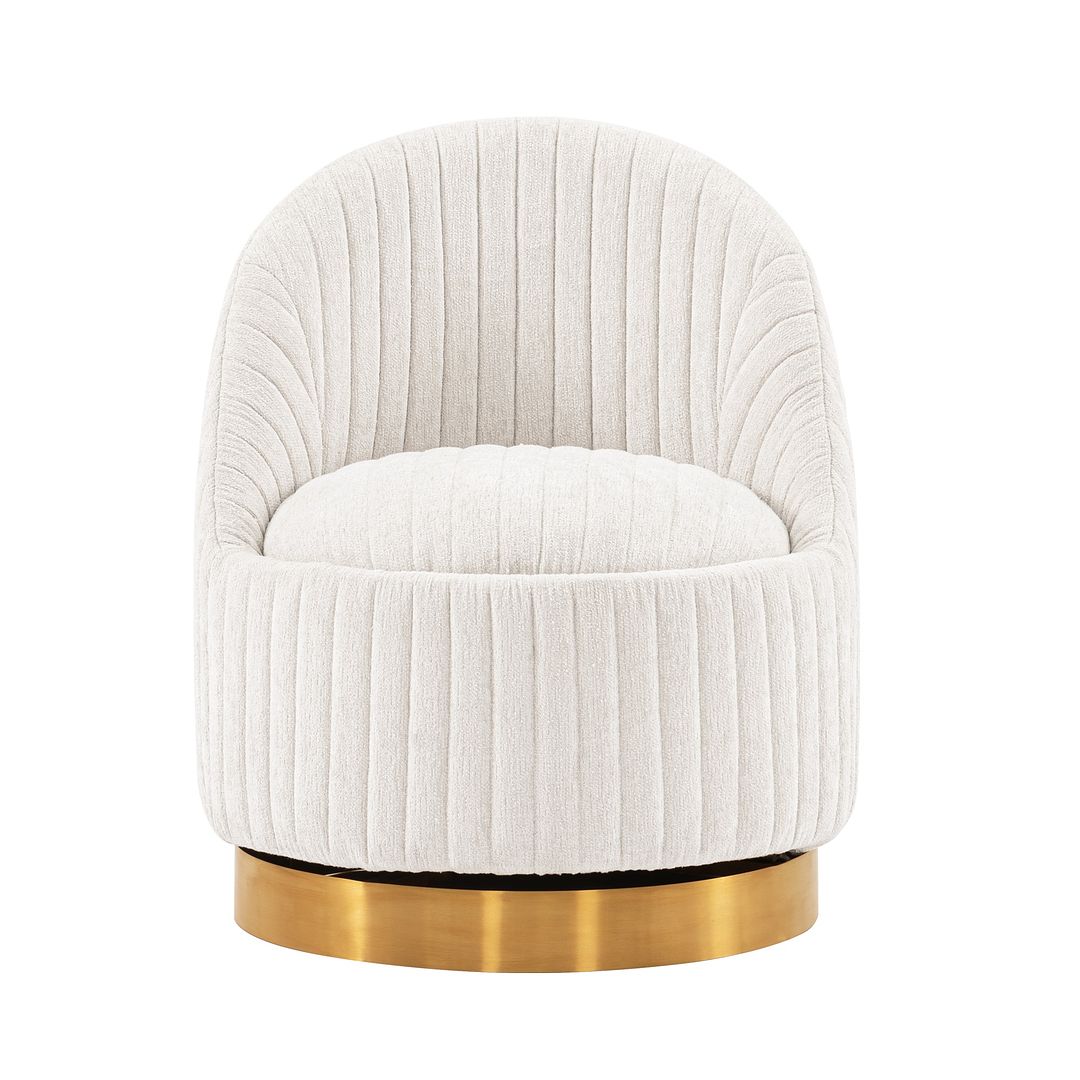 Manhattan Comfort Modern Leela 2-Piece Swivel Boucle Accent Chair In Cream