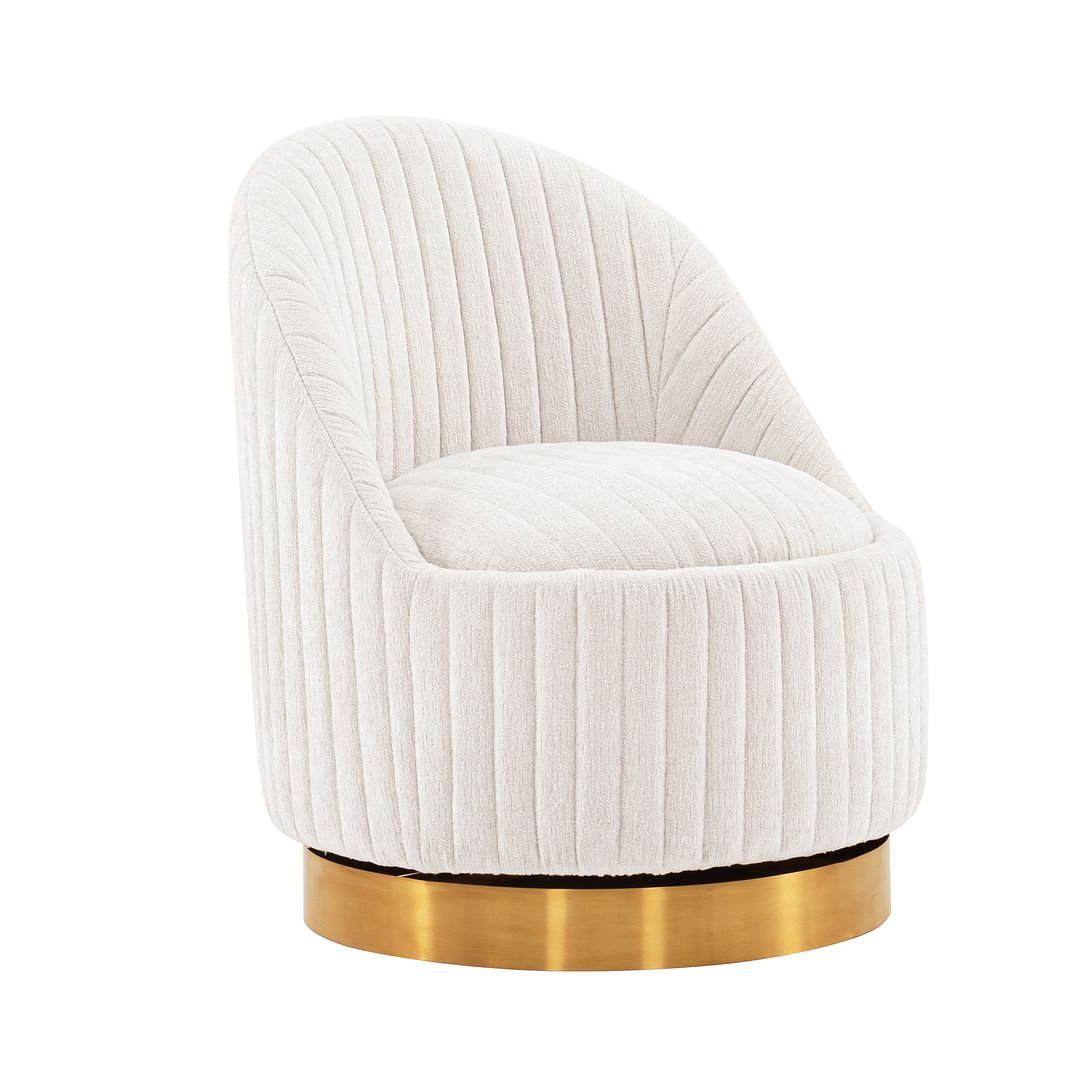 Manhattan Comfort Modern Leela 2-Piece Swivel Boucle Accent Chair In Cream