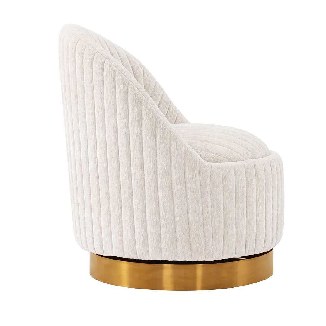 Manhattan Comfort Modern Leela 2-Piece Swivel Boucle Accent Chair In Cream