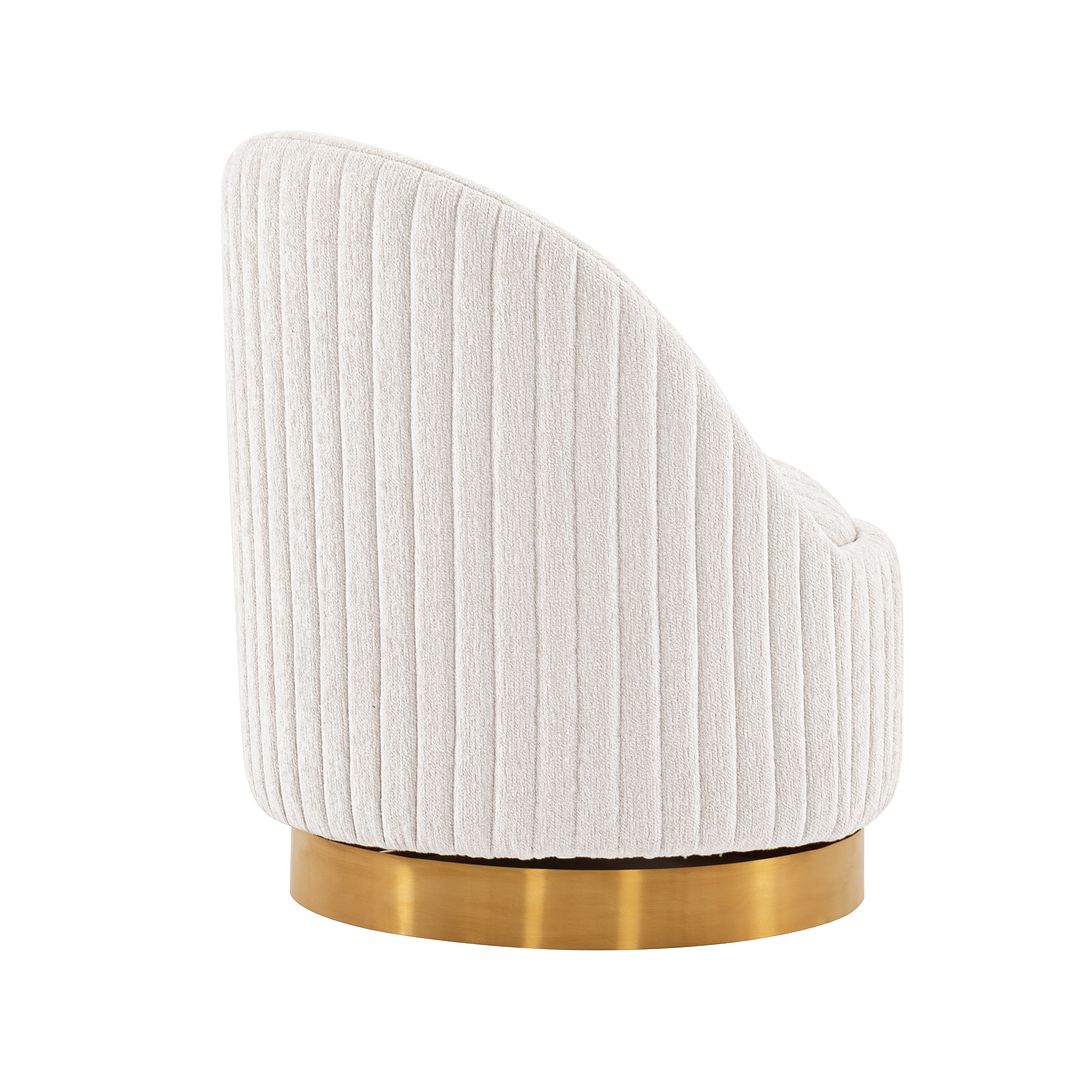 Manhattan Comfort Modern Leela 2-Piece Swivel Boucle Accent Chair In Cream