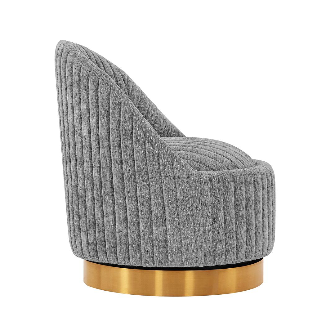 Manhattan Comfort Modern Leela 2-Piece Swivel Boucle Accent Chair In Gray