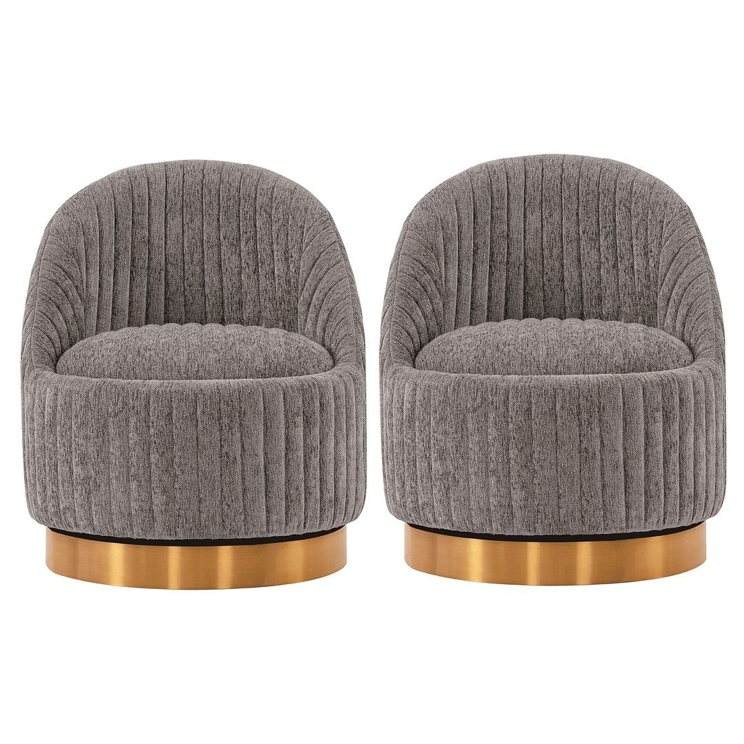 Manhattan Comfort Modern Leela 2-Piece Swivel Boucle Accent Chair In Gray