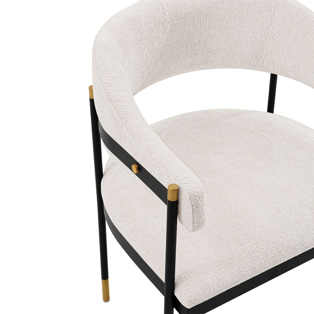Manhattan Comfort Modern Lia 2-Piece Boucle Dining Armchair In Cream
