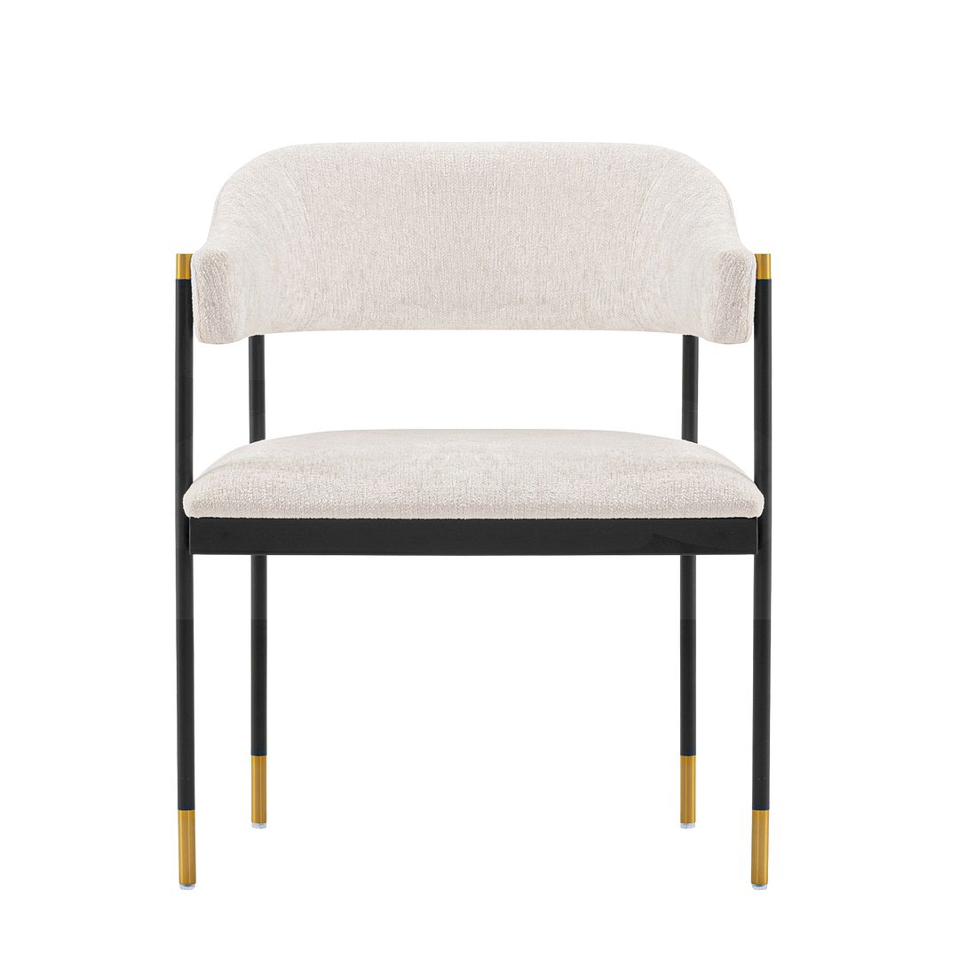 Manhattan Comfort Modern Lia 2-Piece Boucle Dining Armchair In Cream