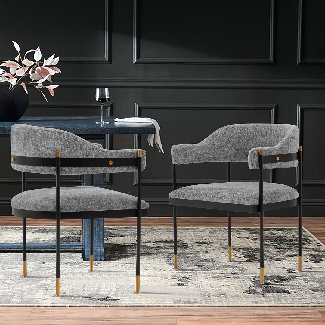 Manhattan Comfort Modern Lia Boucle Dining Armchair In Gray