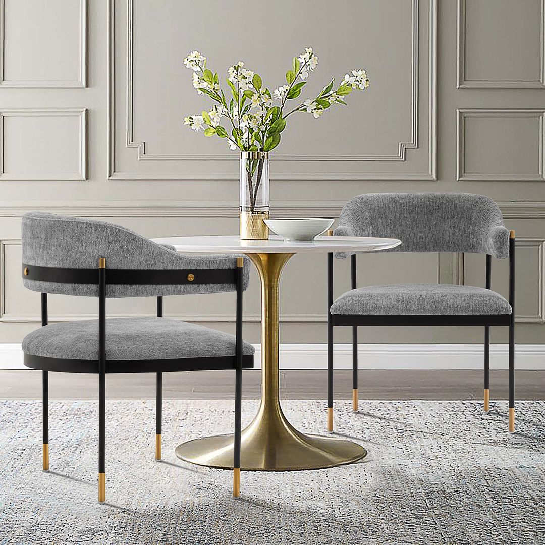 Manhattan Comfort Modern Lia Boucle Dining Armchair In Gray