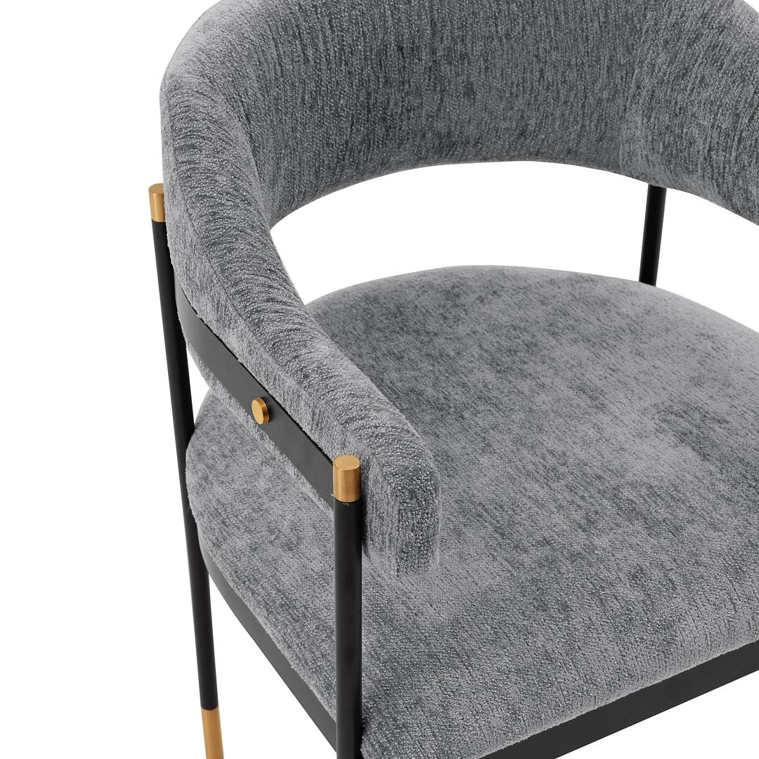 Manhattan Comfort Modern Lia Boucle Dining Armchair In Gray