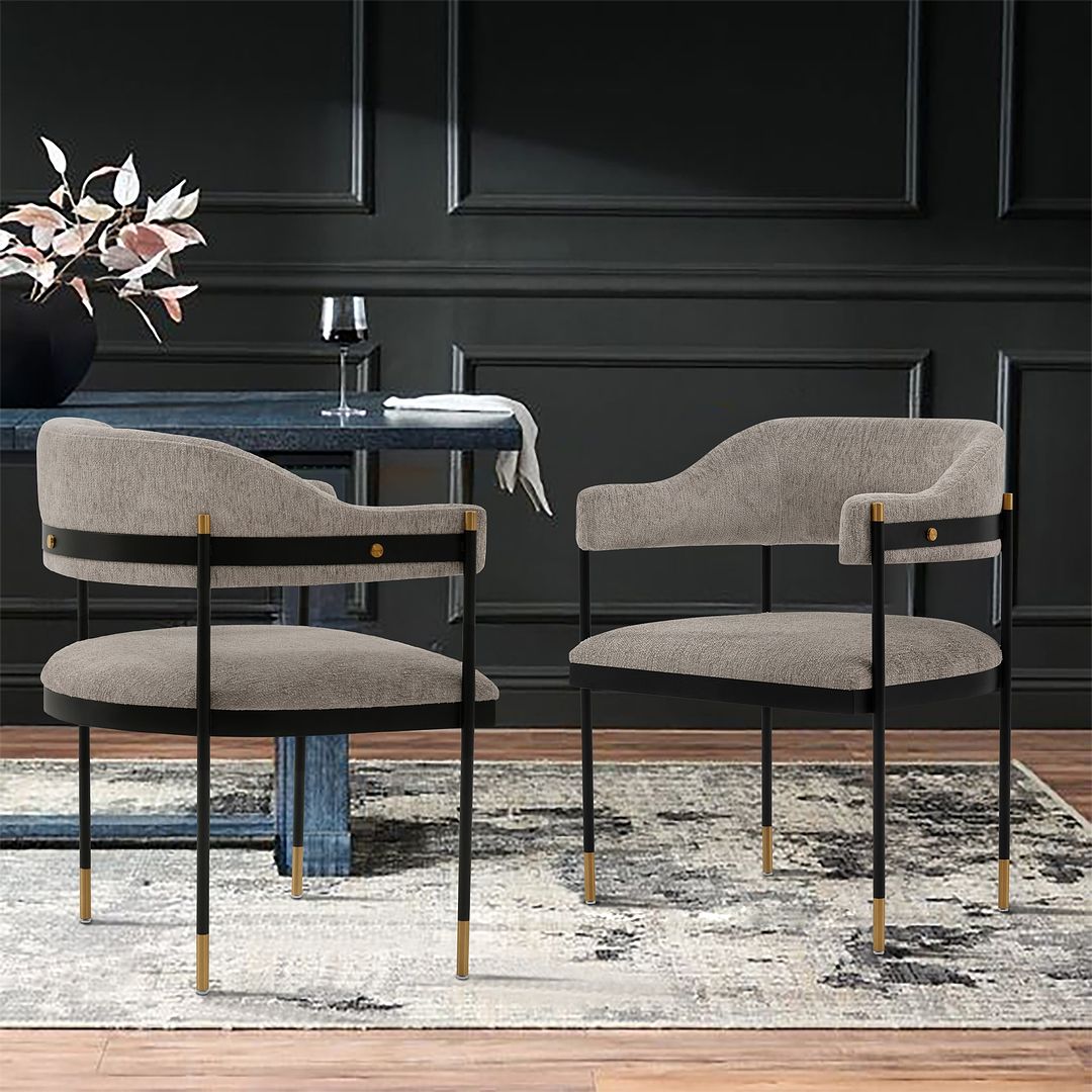 Manhattan Comfort Modern Lia Boucle Dining Armchair In Stone