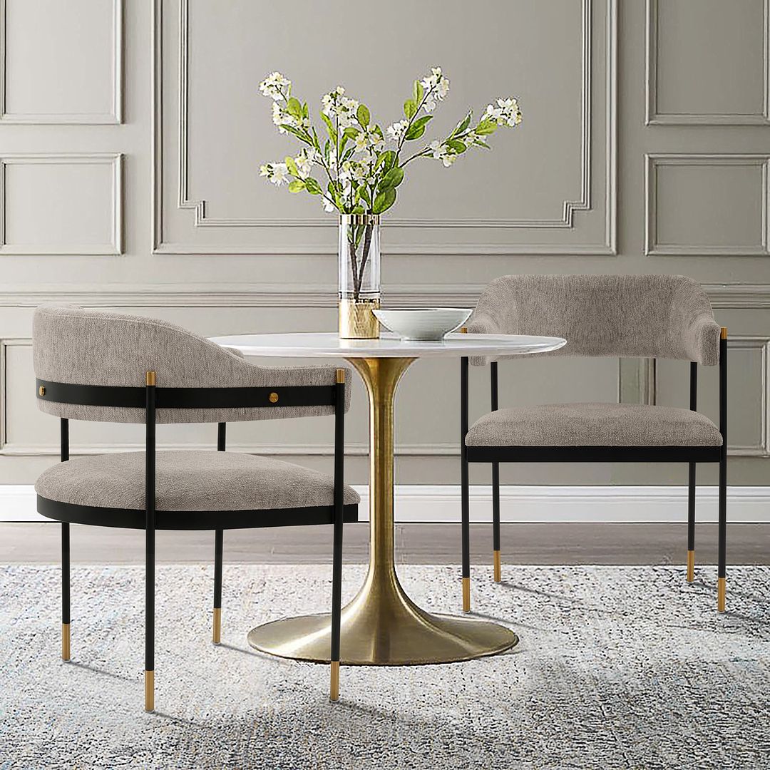 Manhattan Comfort Modern Lia Boucle Dining Armchair In Stone
