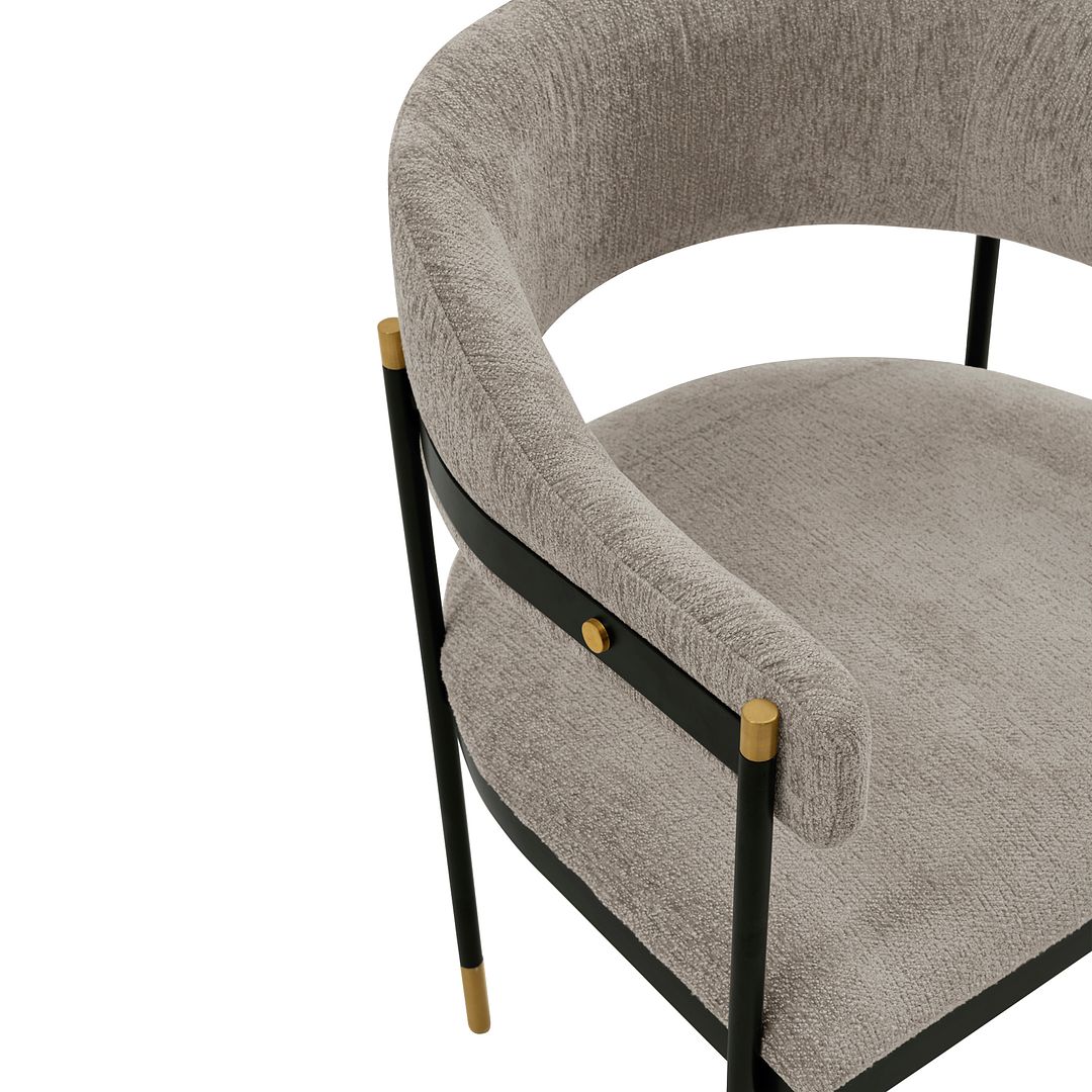 Manhattan Comfort Modern Lia Boucle Dining Armchair In Stone