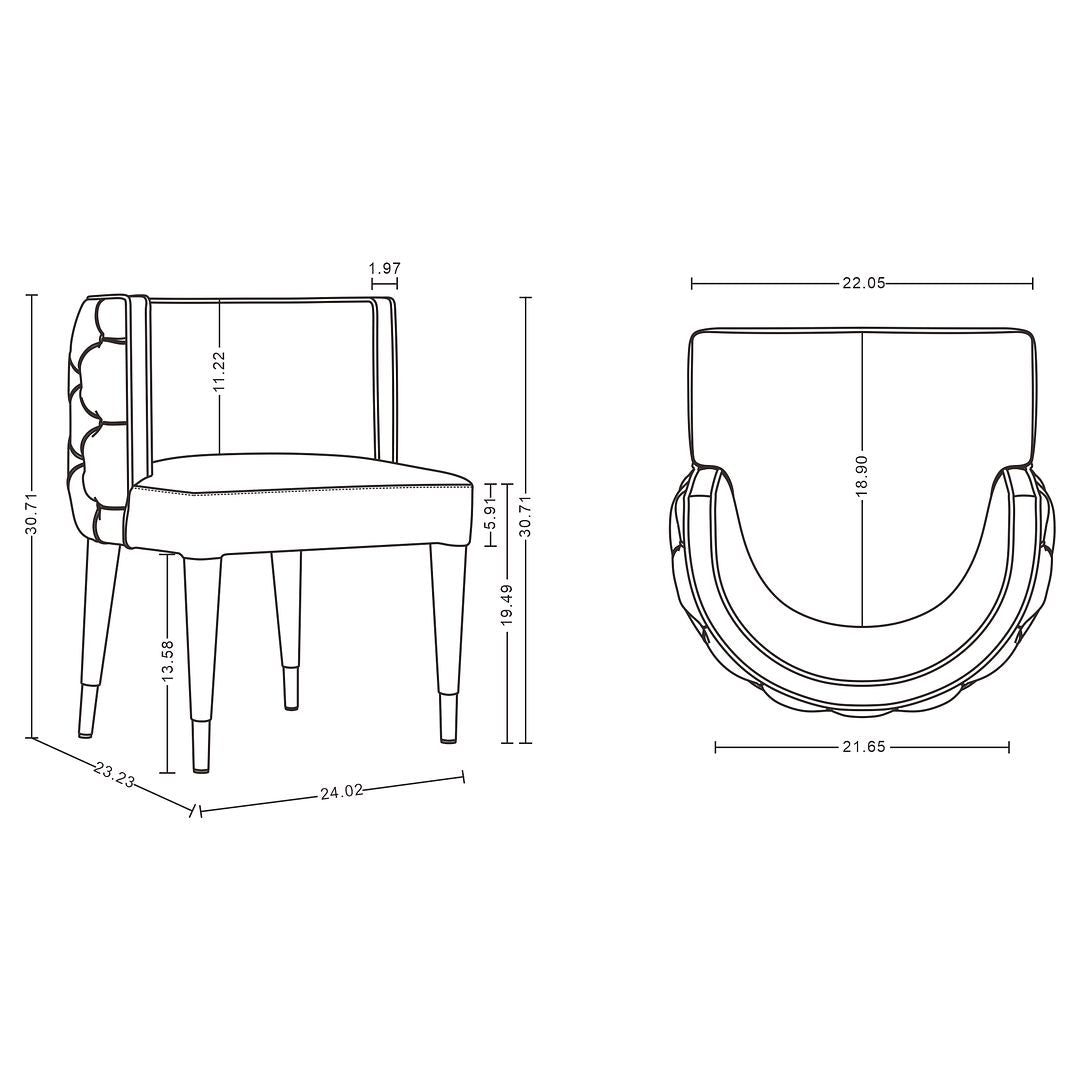 Manhattan Comfort Modern Maya 2-Piece Tufted Velvet Dining Chair In Nude
