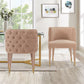 Manhattan Comfort Modern Maya 2-Piece Tufted Velvet Dining Chair In Nude