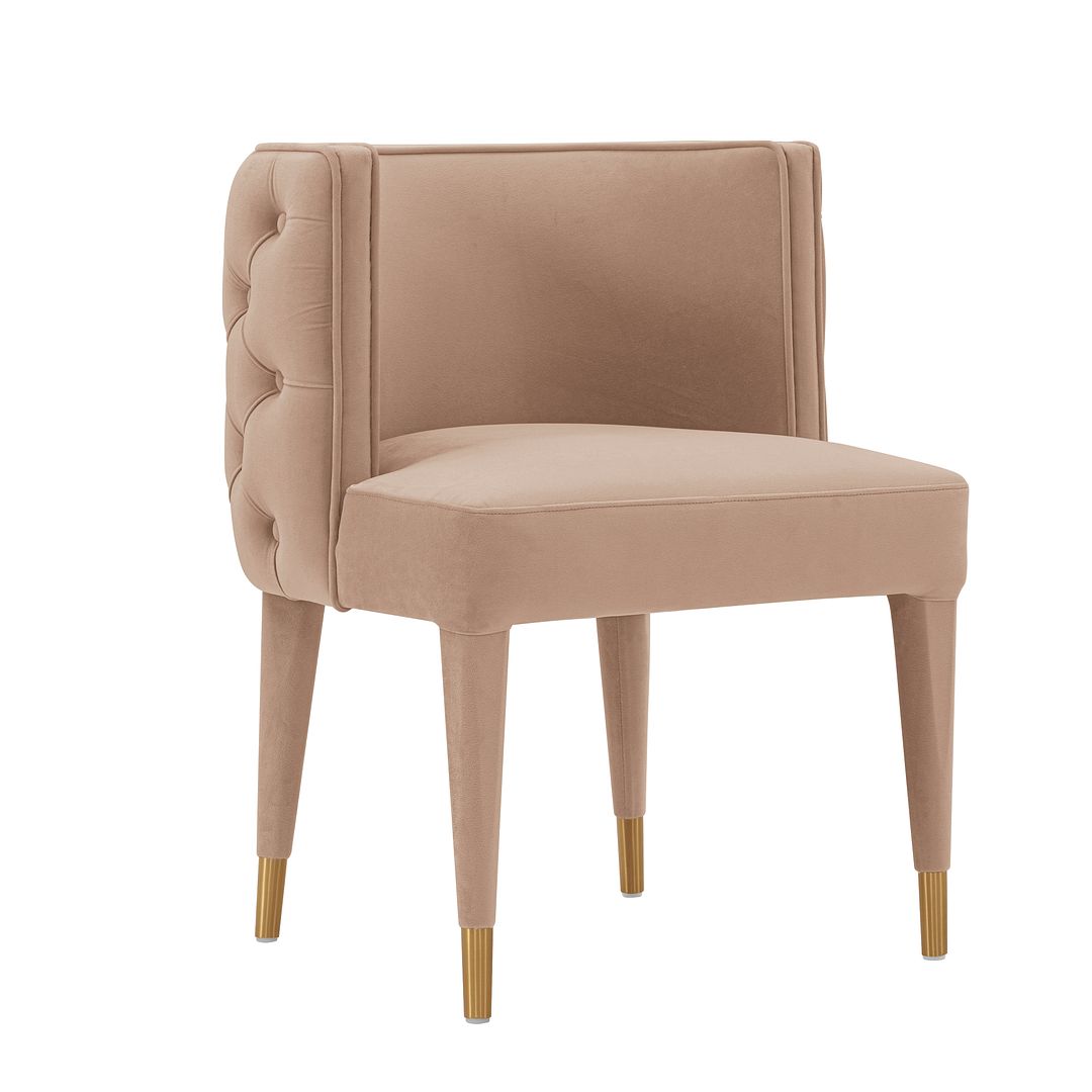 Manhattan Comfort Modern Maya 2-Piece Tufted Velvet Dining Chair In Nude