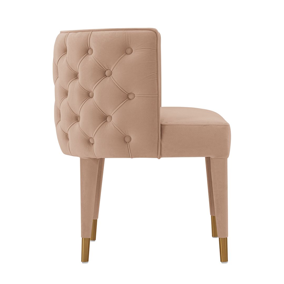 Manhattan Comfort Modern Maya 2-Piece Tufted Velvet Dining Chair In Nude