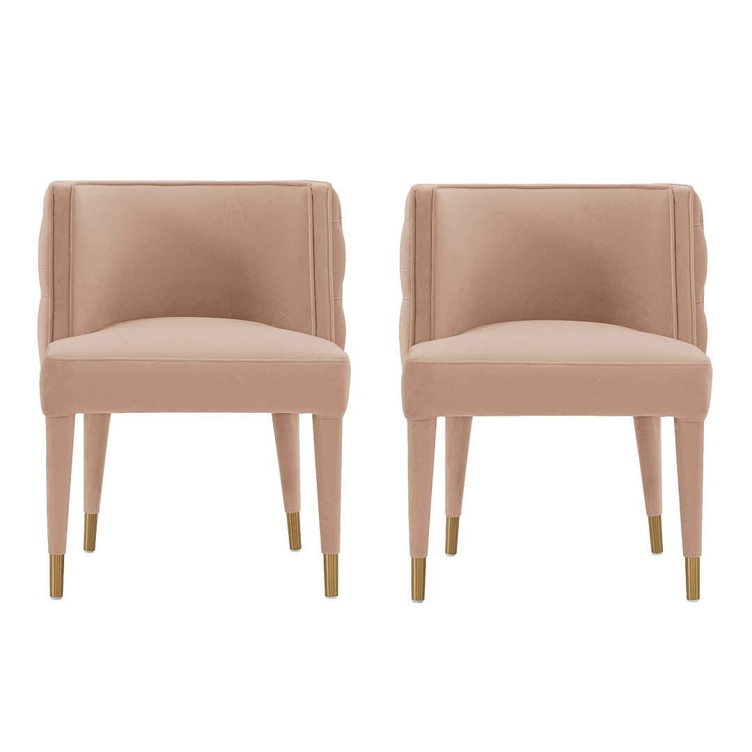 Manhattan Comfort Modern Maya 2-Piece Tufted Velvet Dining Chair In Nude