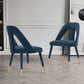 Manhattan Comfort Modern Neda 2-Piece Velvet Dining Chair In Midnight Blue