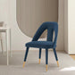 Manhattan Comfort Modern Neda 2-Piece Velvet Dining Chair In Midnight Blue