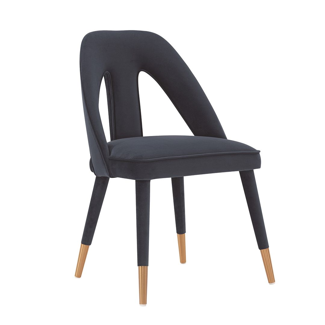 Manhattan Comfort Modern Neda 2-Piece Velvet Dining Chair In Midnight Blue