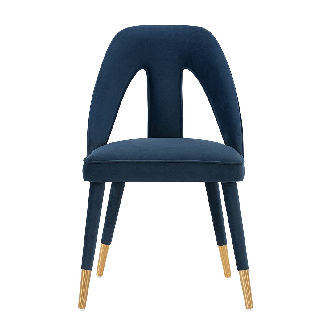 Manhattan Comfort Modern Neda 2-Piece Velvet Dining Chair In Midnight Blue