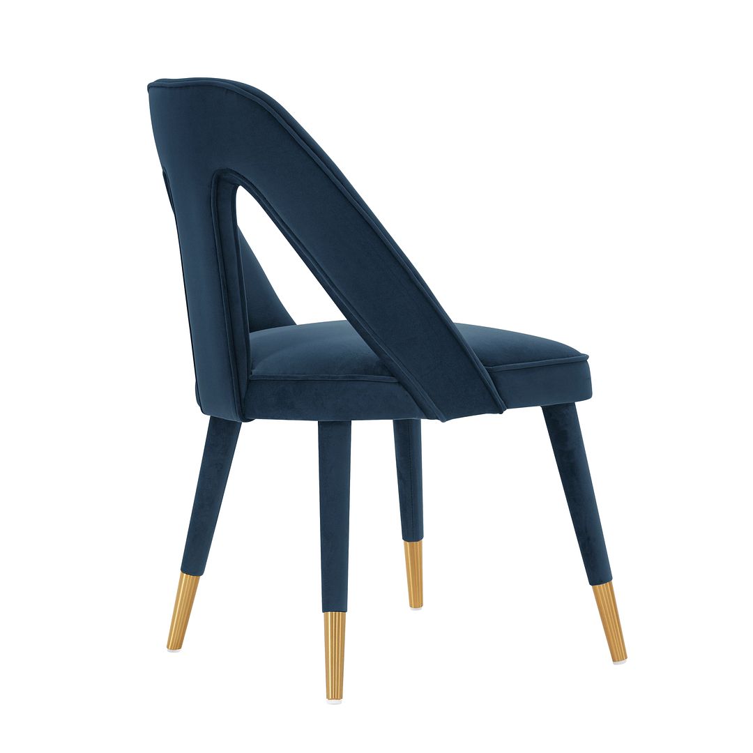 Manhattan Comfort Modern Neda 2-Piece Velvet Dining Chair In Midnight Blue