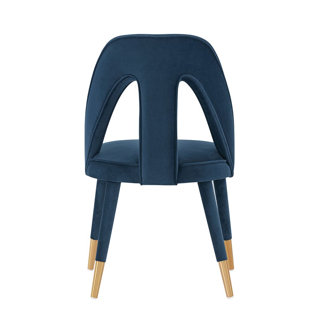 Manhattan Comfort Modern Neda 2-Piece Velvet Dining Chair In Midnight Blue