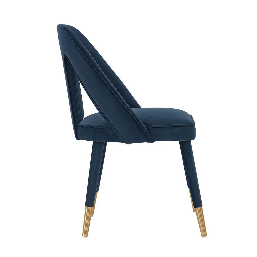 Manhattan Comfort Modern Neda 2-Piece Velvet Dining Chair In Midnight Blue