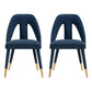 Manhattan Comfort Modern Neda 2-Piece Velvet Dining Chair In Midnight Blue