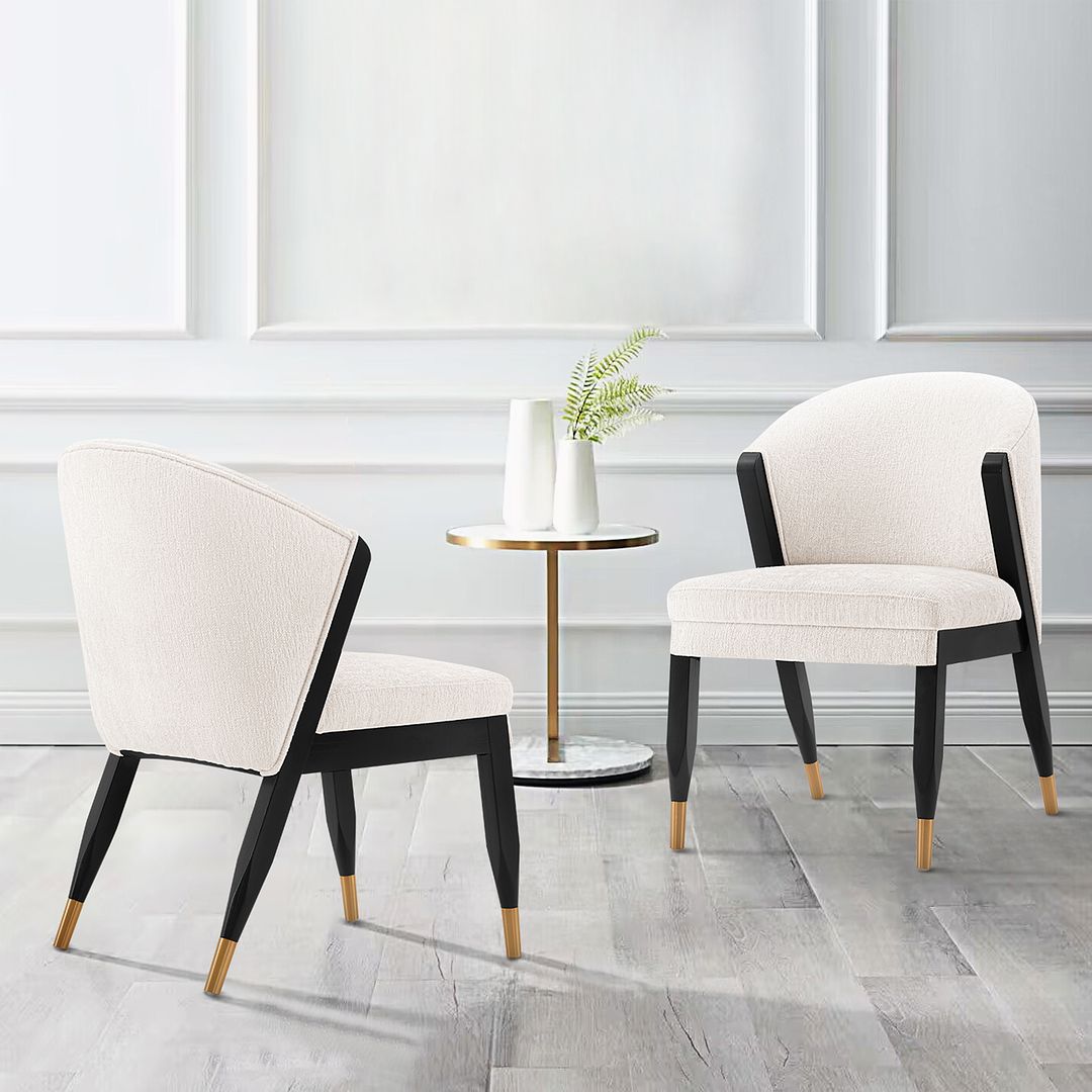 Manhattan Comfort Modern Ola 2-Piece Boucle Dining Chair In Cream