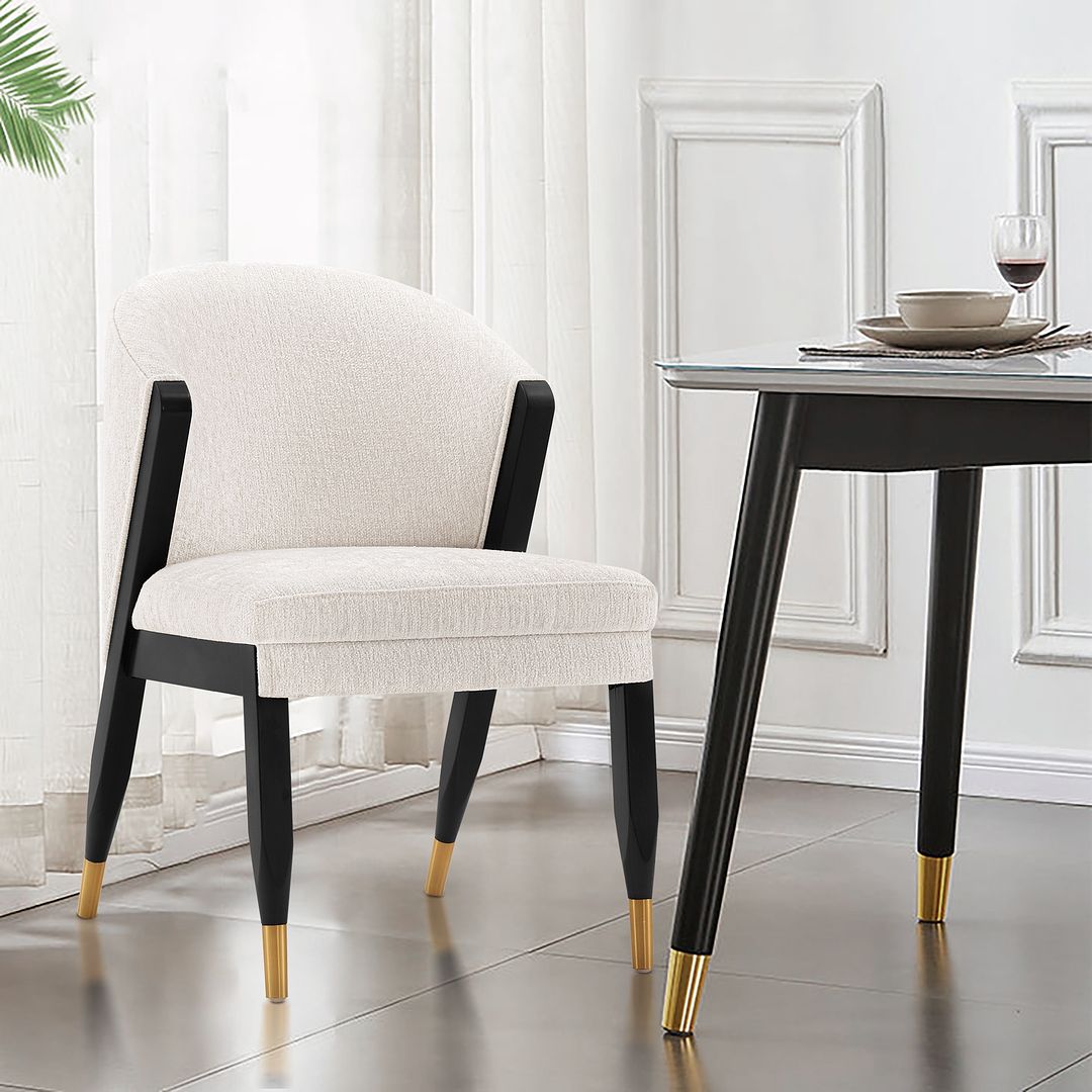 Manhattan Comfort Modern Ola 2-Piece Boucle Dining Chair In Cream