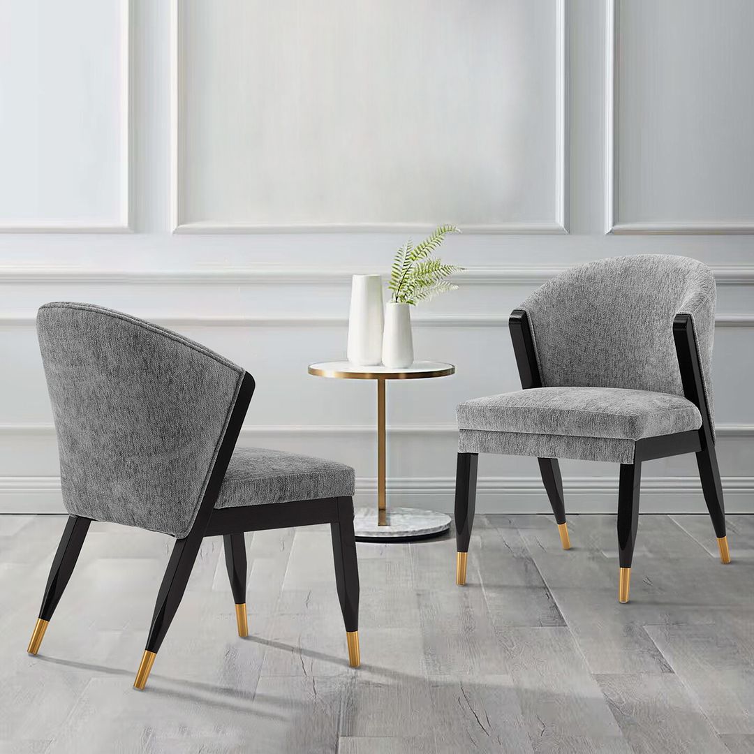 Manhattan Comfort Modern Ola 2-Piece Boucle Dining Chair In Gray