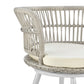 Manhattan Comfort Monaco Rope Wicker 3-Piece Patio Conversation Set With Cushions In Cream