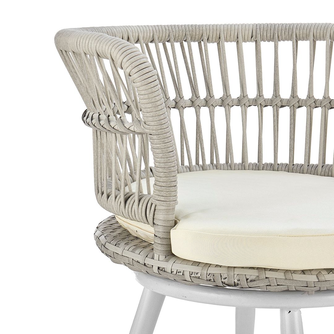Manhattan Comfort Monaco Rope Wicker 3-Piece Patio Conversation Set With Cushions In Cream