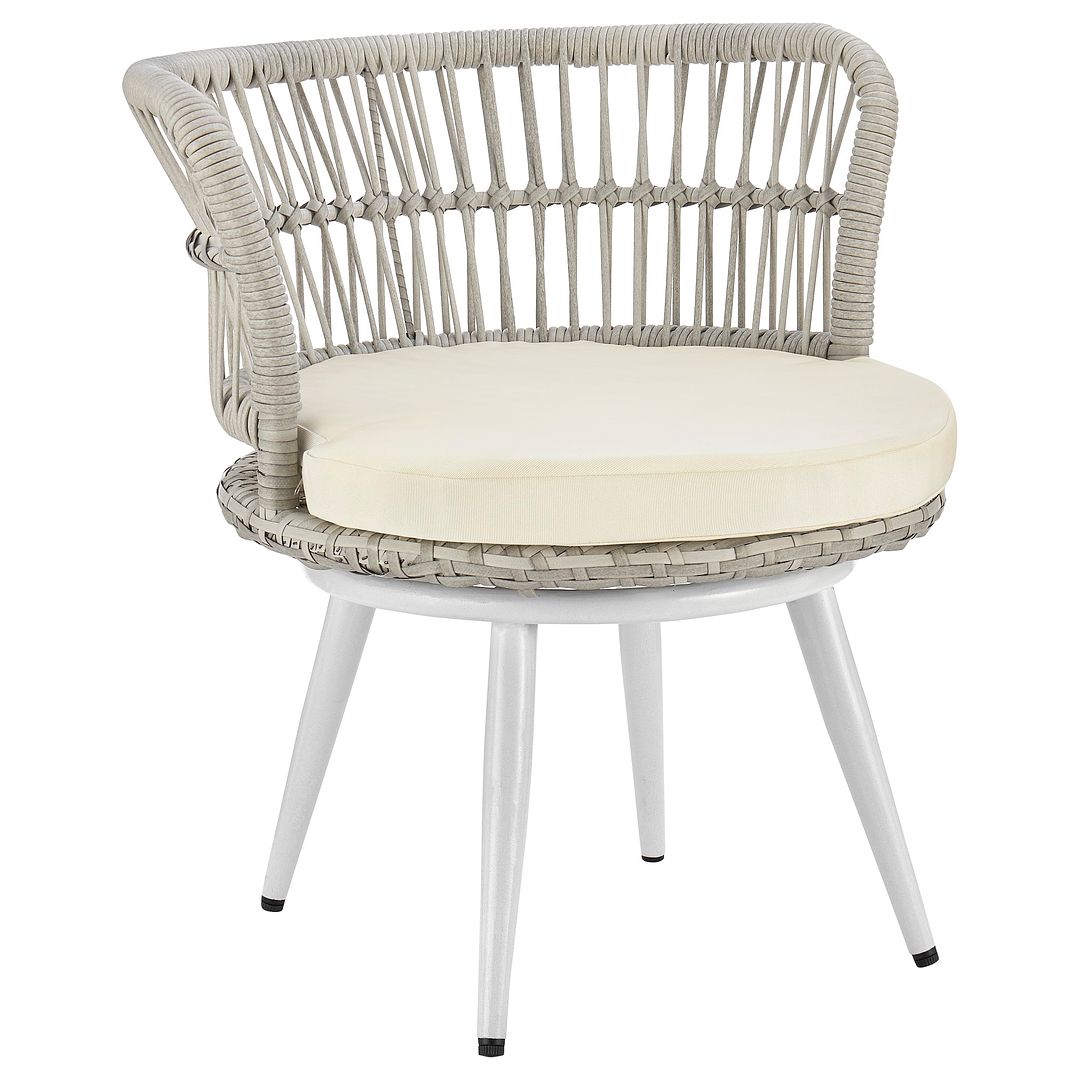Manhattan Comfort Monaco Rope Wicker 3-Piece Patio Conversation Set With Cushions In Cream