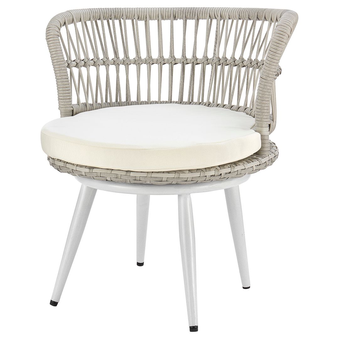 Manhattan Comfort Monaco Rope Wicker 3-Piece Patio Conversation Set With Cushions In Cream