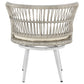Manhattan Comfort Monaco Rope Wicker 3-Piece Patio Conversation Set With Cushions In Cream