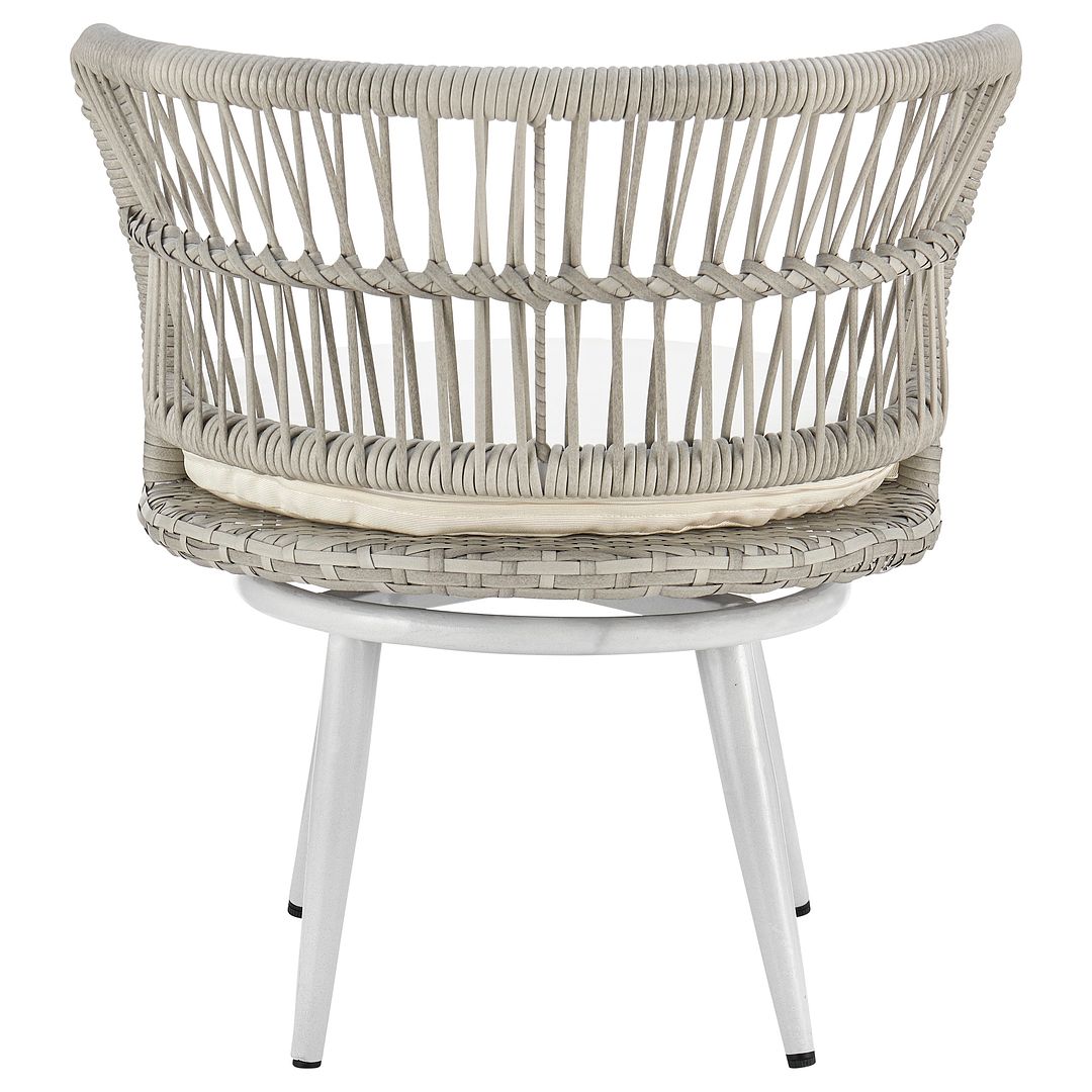 Manhattan Comfort Monaco Rope Wicker 3-Piece Patio Conversation Set With Cushions In Cream