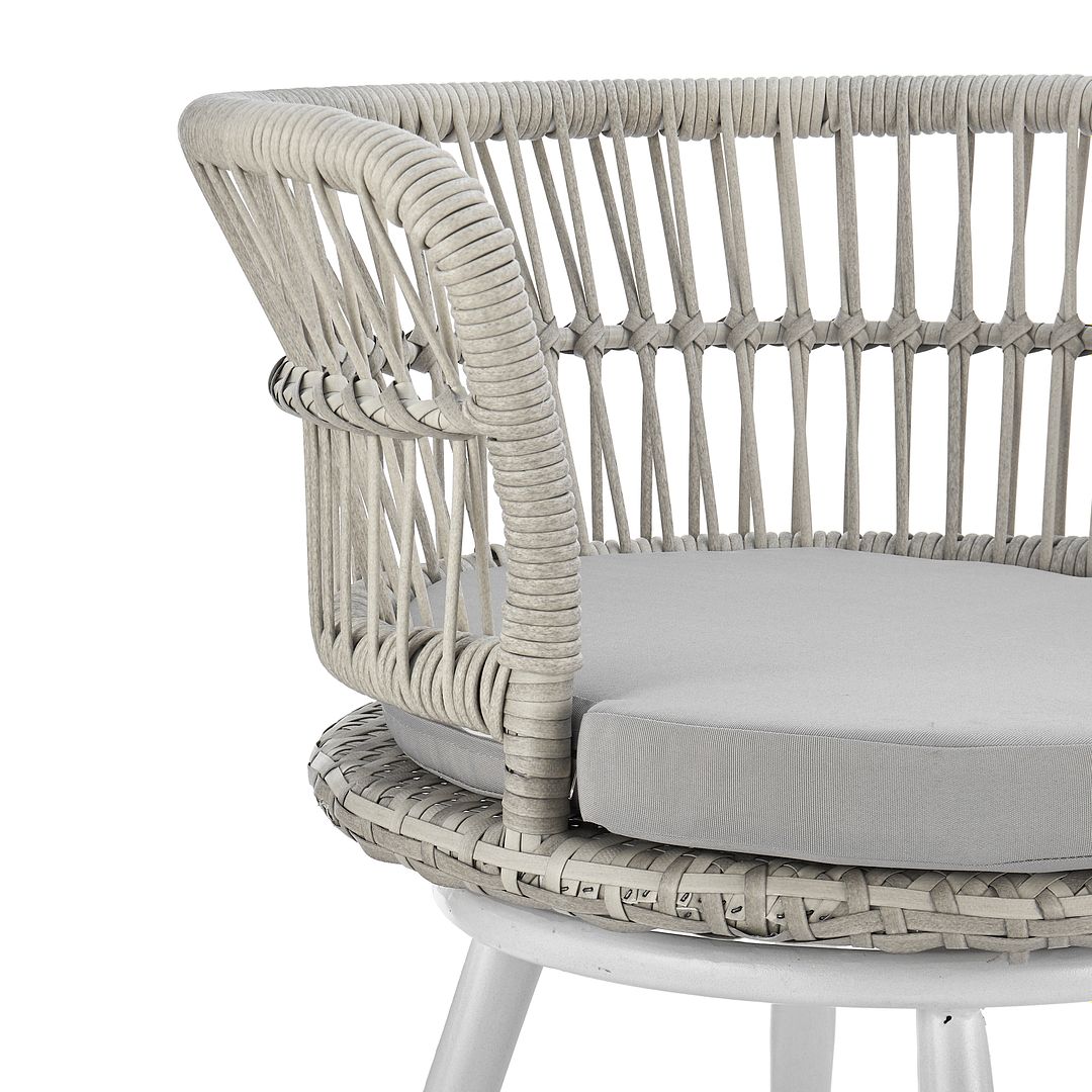 Manhattan Comfort Monaco Rope Wicker 3-Piece Patio Conversation Set With Cushions In Gray