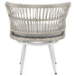 Manhattan Comfort Monaco Rope Wicker 3-Piece Patio Conversation Set With Cushions In Gray